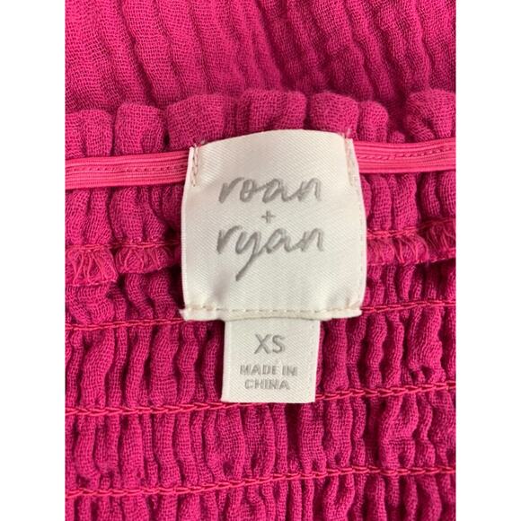 XS Roan + Ryan Fuchsia Womens Off Shoulder Banded Shirt Blouse - Picture 9 of 10